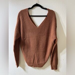 Love Tree V-Neck Sweater in Warm Tan